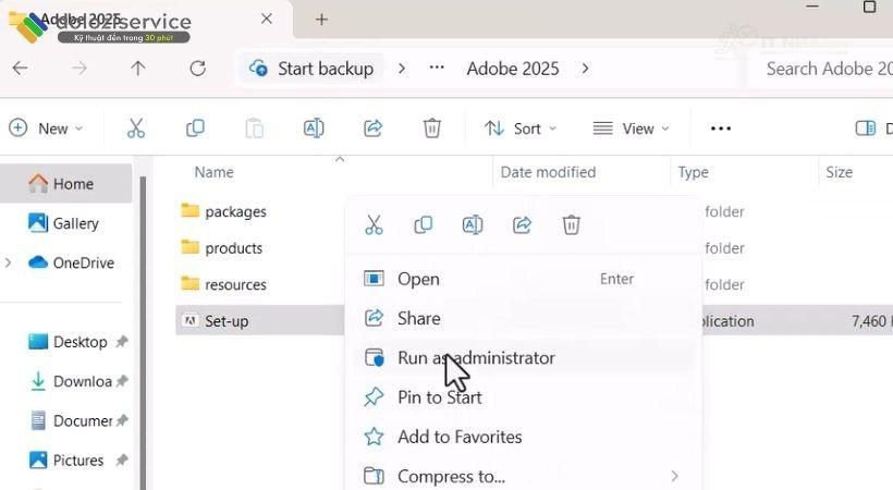 Chạy file setup Adobe Audition 2025 Chạy file setup để bắt đầu cài đặt Adobe Audition 2025