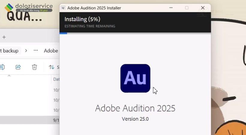 Đợi cài đặt Audition 2025 Đợi quá trình cài đặt Adobe Audition 2025 hoàn tất