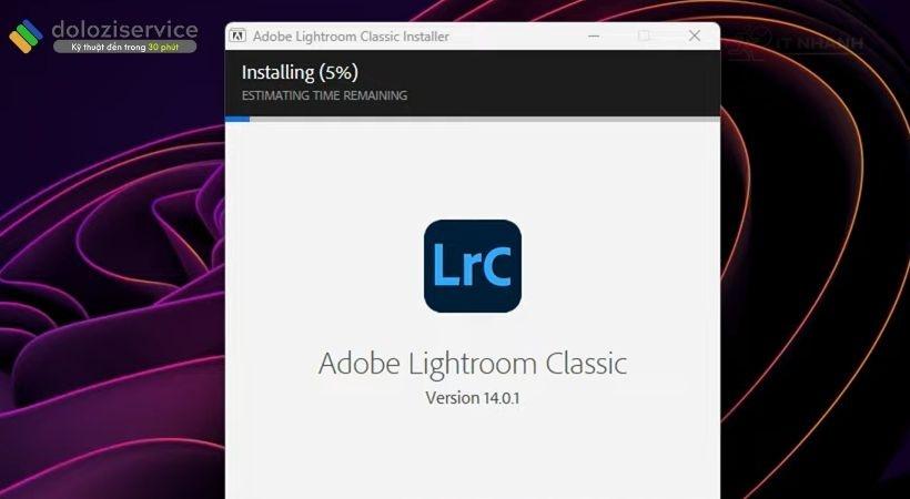 Chờ đợi quá trình cài đặt Lightroom 2025 Đợi cài đặt Adobe Lightroom 2025 - IT Nhanh