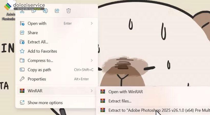 Hướng dẫn giải nén file cài đặt Adobe Photoshop 2025 Giải nén file Adobe Photoshop 2025 để bắt đầu cài đặt