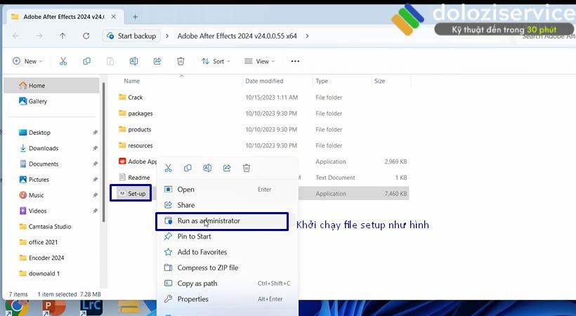 Khởi chạy file setup After Effects 2024 Khởi chạy file setup After Effects 2024