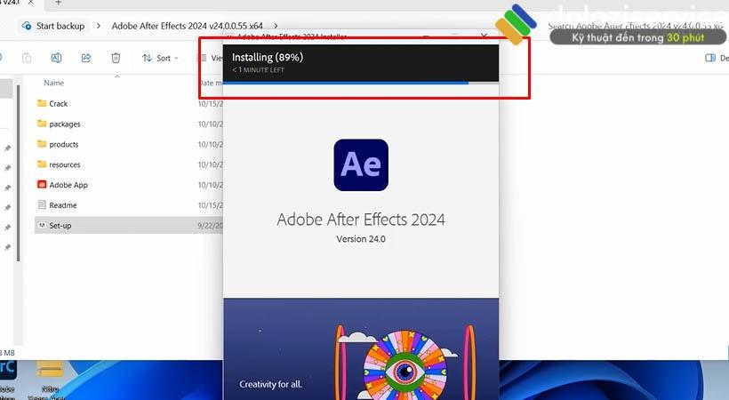 Đợi Installing After Effects 2024 đủ 100% Đợi Installing After Effects 2024 đủ 100%