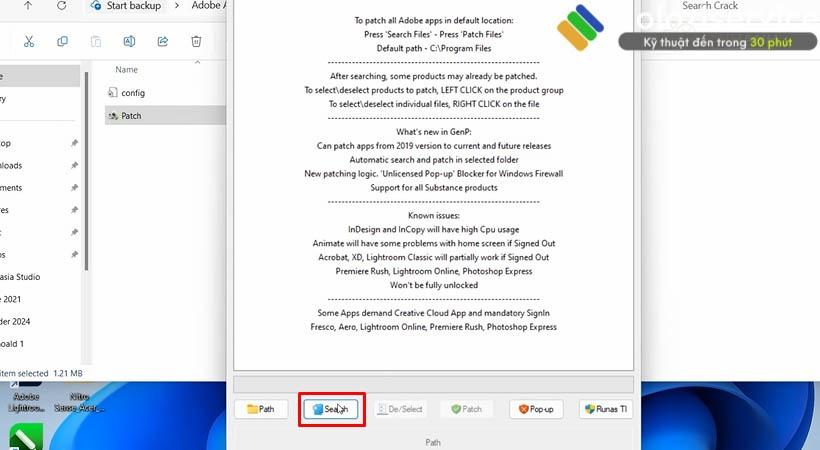 Chọn nút Search trong Patch After Effects 2024 Chọn nút Search trong Patch After Effects 2024