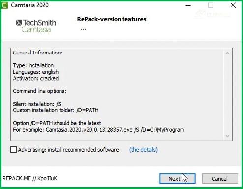 Khởi chạy file cài đặt Camtasia 2020
