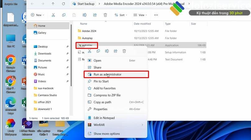 Chọn vào mục Autoplay chuột phải chọn Run as admin. Chọn vào mục Autoplay chuột phải chọn Run as admin.