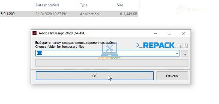 Chọn OK để cài đặt InDesign 2020 Chọn OK