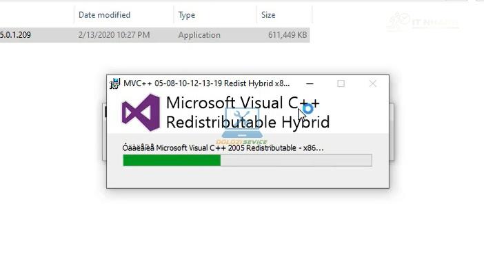 Cài đặt Visual C++ cho InDesign 2020 Visual C++ đang được cài đặt