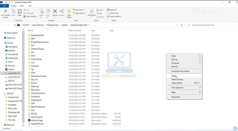 Dán file kích hoạt Adobe Bridge 2023