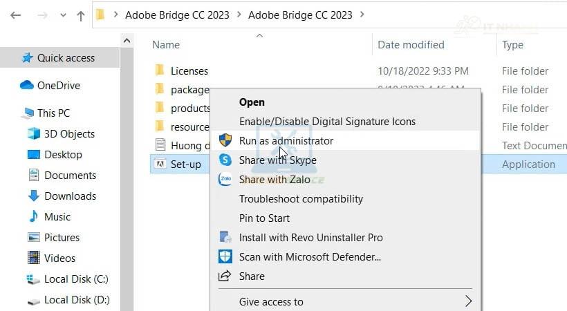 Khởi chạy file Setup Bridge 2023