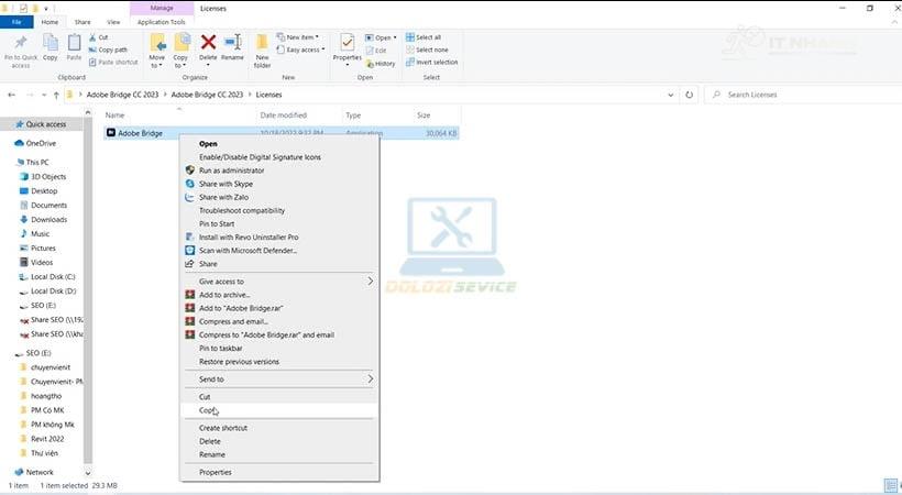 Copy file kích hoạt Bridge 2023