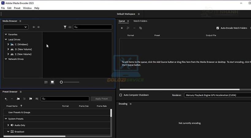 Giao diện phần mềm Adobe Media Encoder 2023