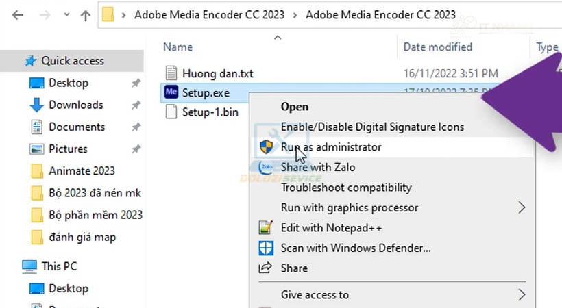 Chạy file setup Adobe Media Encoder 2023