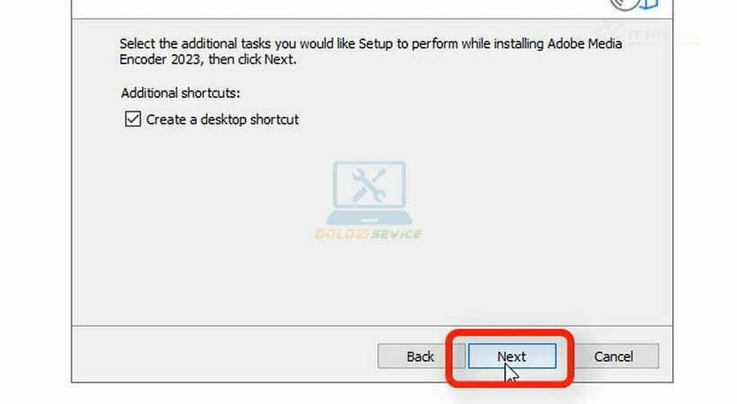 Chọn đúng tùy chọn như hình để cài đặt Adobe Encoder 2023