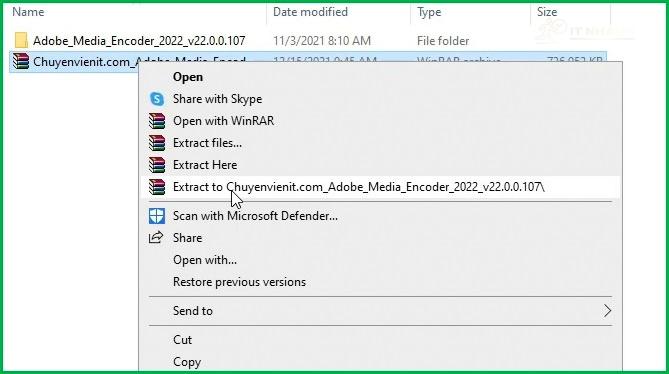 Giải nén file cài đặt Encoder CC 2022