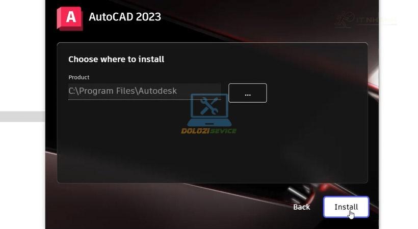 Nhấn Install Nhấn Install để bắt đầu cài đặt Autocad 2023