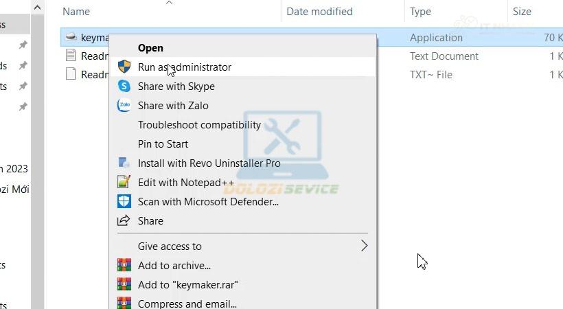 Chạy file kích hoạt bằng quyền Administrator Chạy file kích hoạt bằng quyền Administrator