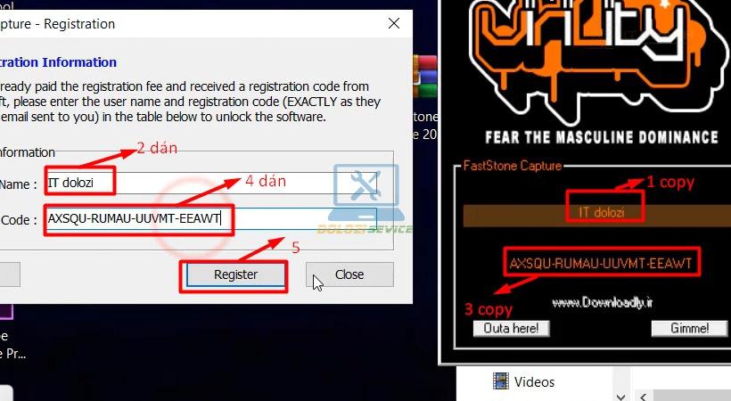 Dán code và Register