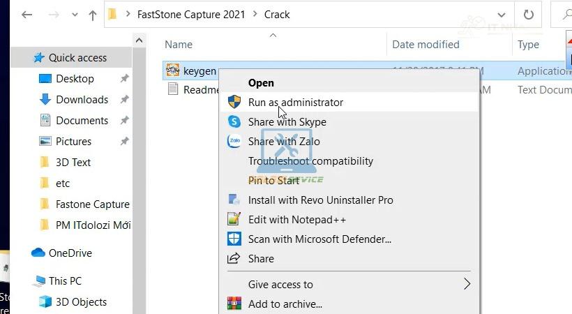Khởi chạy Keygen để lấy mã kích hoạt FastStone Capture 2021