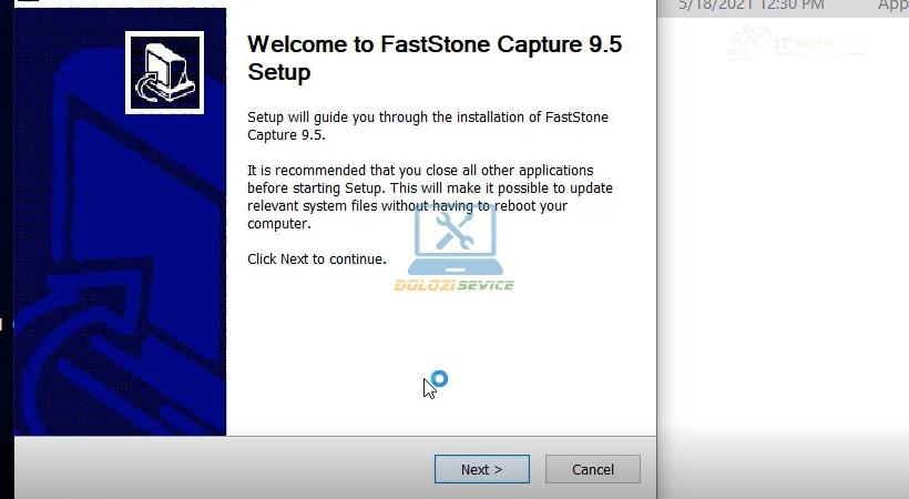 Nhấn Next để tiếp tục cài đặt FastStone Capture 2021