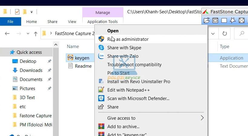 Chạy file keygen