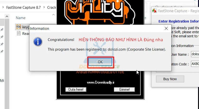 Chọn OK để hoàn thành cài đặt FastStone Capture 8.7.