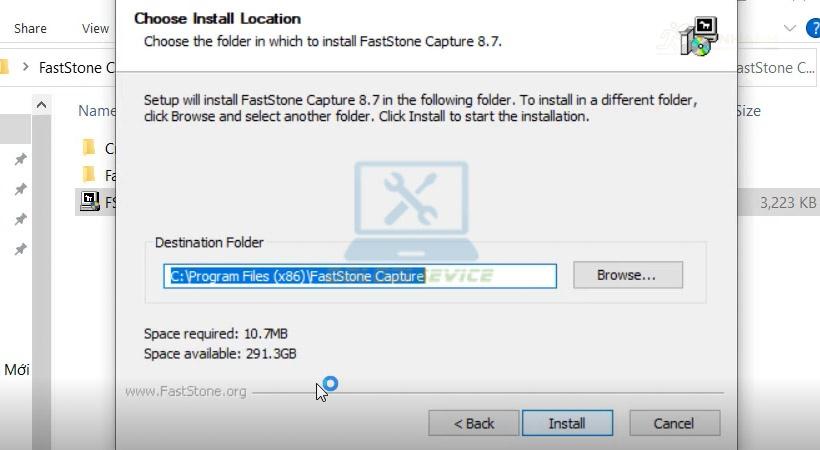Chọn Install FastStone Capture 8.7