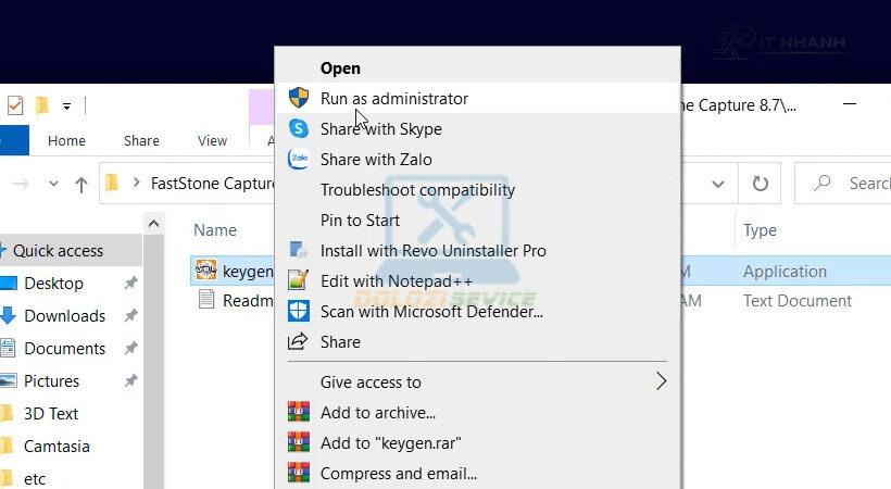Khởi chạy file keygen ...