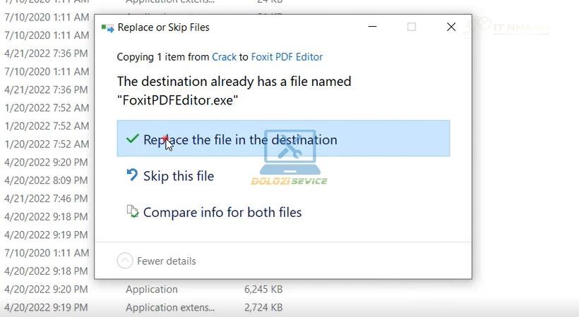 Thay thế file gốc bằng file kích hoạt