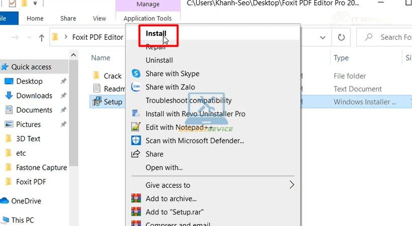 Chạy file Install để bắt đầu cài đặt Foxit PDF Editor Pro 2021