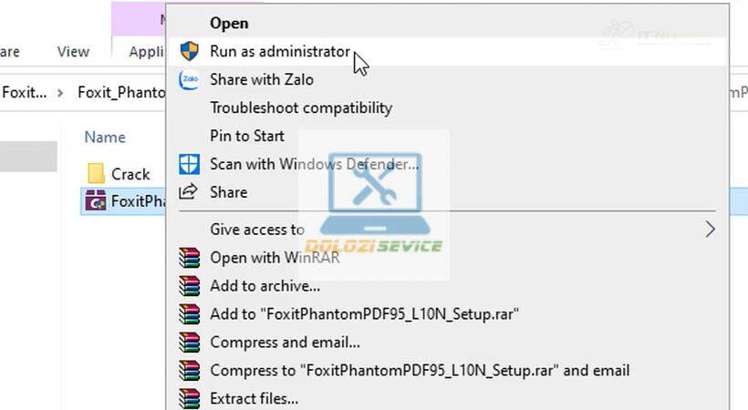 Chạy quyền Admin Foxit PhantomPDF Business 9