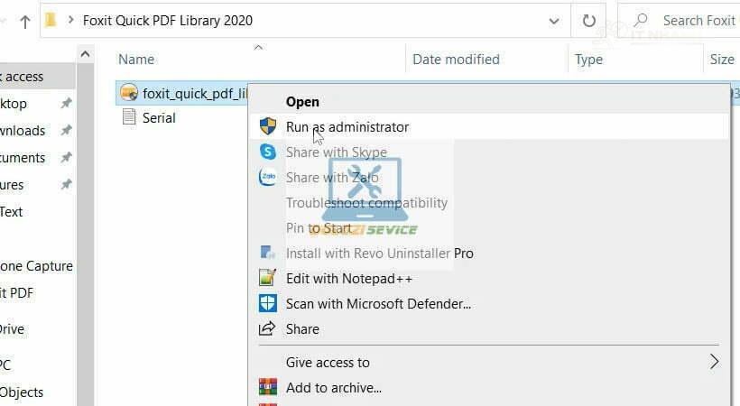 Chạy file setup Foxit Quick PDF Library 2020