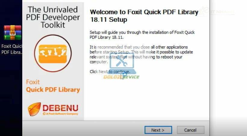 Để mặc định và nhấn Next Foxit Quick PDF Library 2020