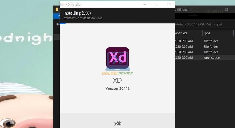 Đợi Adobe XD 2019 hoàn thành Chờ Adobe XD 2019 cài đặt xong