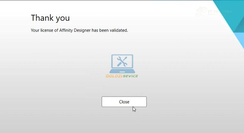 Nhấn Close Affinity Designer 2020 Nhấn Close Affinity Designer 2020