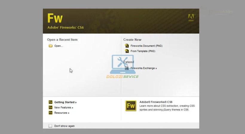 Giao diện sau khi kích hoạt thành công Adobe Fireworks CS6 Giao diện sau khi kích hoạt thành công Adobe Fireworks CS6