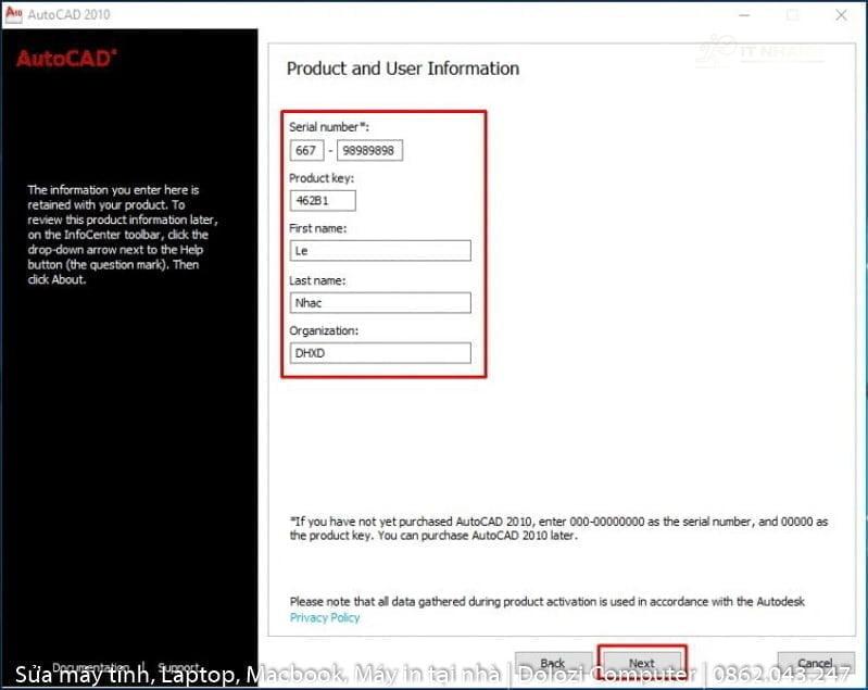 Nhập Serial Number Nhập Serial Number