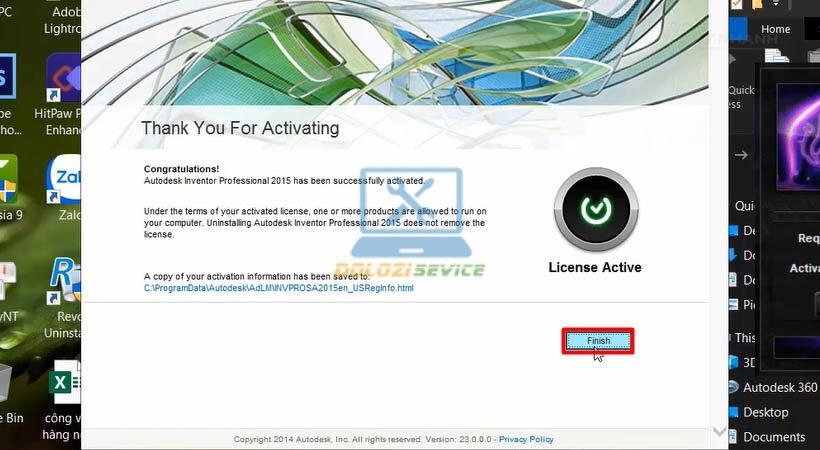 Kích hoạt thành công Autodesk Inventor 2015 Kích hoạt thành công Autodesk Inventor 2015