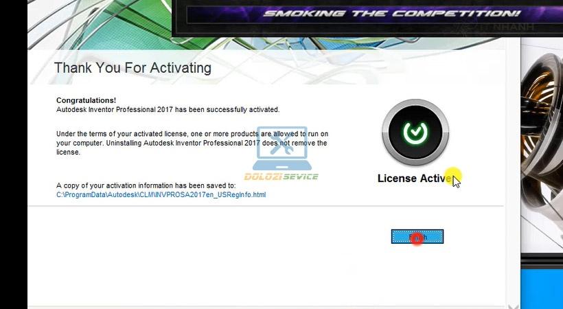 Kích hoạt thành công Inventor 2017