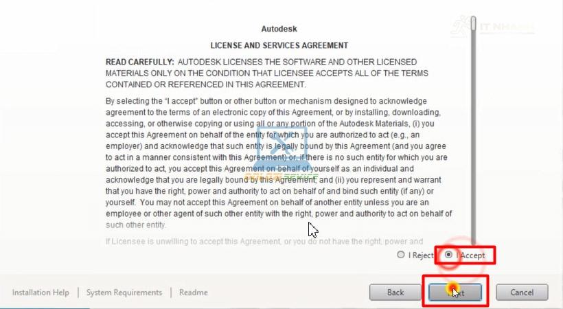 Đồng ý điều khoản cài Inventor 2017