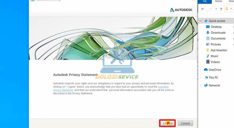 Đồng ý với thỏa thuận cấp phép Inventor 2018