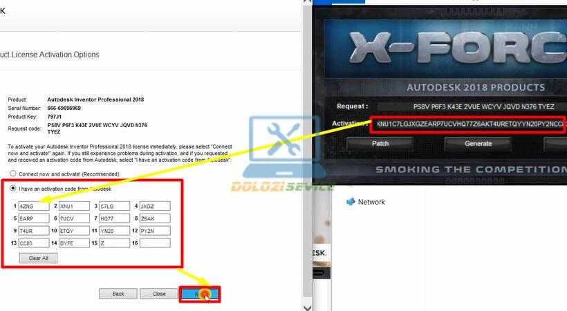 Copy và dán mã kích hoạt Inventor 2018
