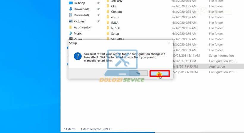 Chọn NO để hoàn tất quá trình cài đặt