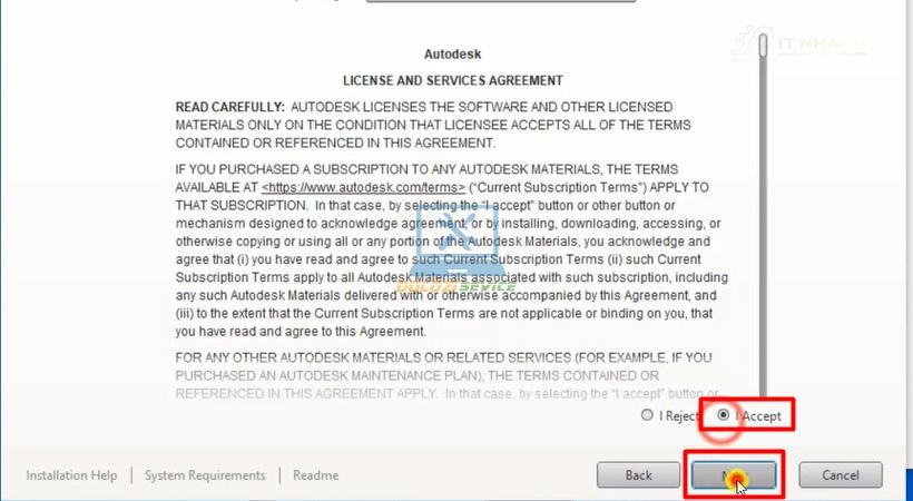 Click vào I Accept và Next