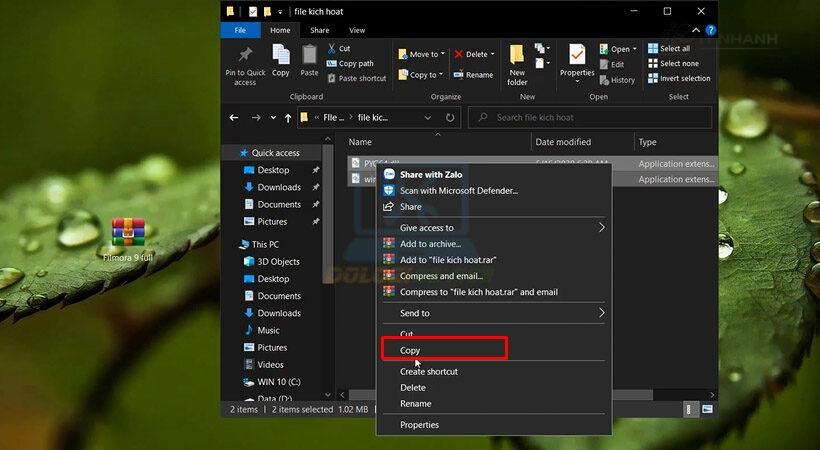 Copy file kích hoạt Filmora 9