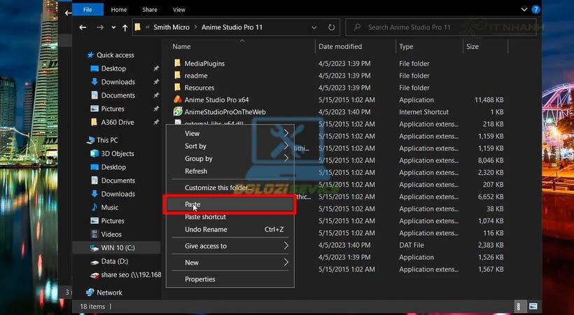 Paste file kích hoạt vào thư mục cài đặt Smith Micro Anime Studio Pro V11 Paste file kích hoạt vào thư mục cài đặt Smith Micro Anime Studio Pro V11