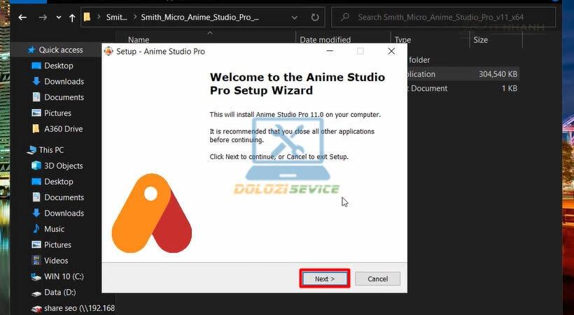 Chọn Next trong quá trình cài đặt Smith Micro Anime Studio Pro V11 Chọn Next trong quá trình cài đặt Smith Micro Anime Studio Pro V11