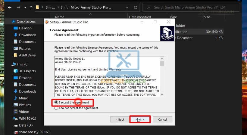 Chọn Next để tiếp tục cài đặt Smith Micro Anime Studio Pro V11 Chọn Next để tiếp tục cài đặt Smith Micro Anime Studio Pro V11